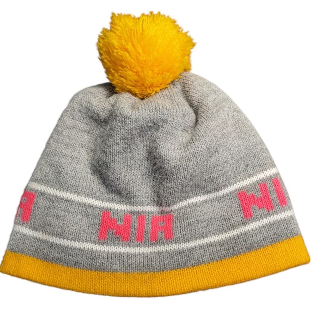 NIA Yellow Pom-Pom Knit Ski Winter Cozycore Beanie Hat